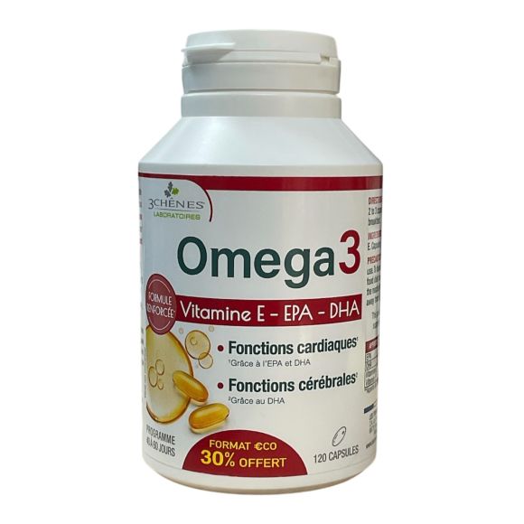 Omega 3 Les 3 Ch&ecirc;nes - pot de 120 capsules offre sp&eacute;ciale 30% offert