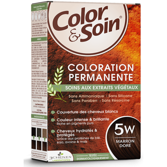 Color & soin coloration permanente marron dor&eacute; 5W Les 3 ch&ecirc;nes - 1 kit