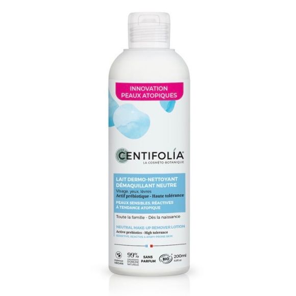 Lait dermo-nettoyant d&eacute;maquillant neutre bio Centifolia - flacon de 200ml