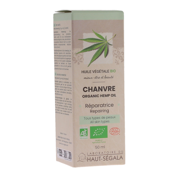 Huile de chanvre bio r&eacute;paratrice Haut-S&eacute;gala- flacon de 50ml