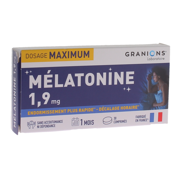 M&eacute;latonine 1,9mg dosage maximum Granions - boite de 30 comprim&eacute;s