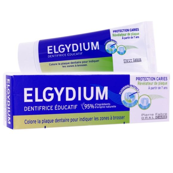 Dentifrice &eacute;ducatif protection caries go&ucirc;t pomme Elgydium - tube de 50ml