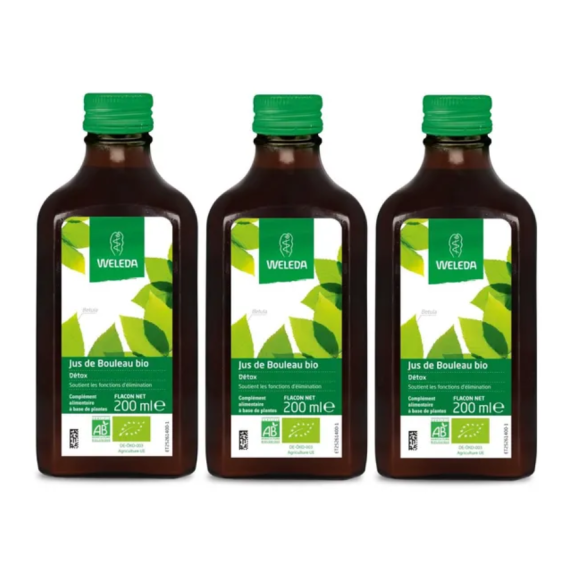 Jus de bouleau bio d&eacute;tox Weleda - lot de 3 flacon de 200ml