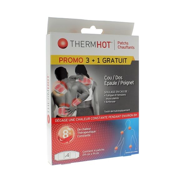 ThermHot Patchs chauffants cou/dos/&eacute;paule/poignet Therapearl - bo&icirc;te de 3 patchs + 1 gratuit