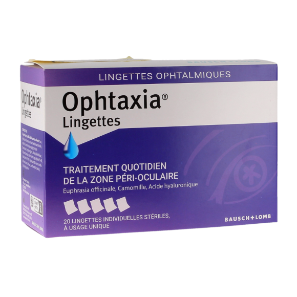 Ophtaxia lingettes Bausch Lomb - boite de 20 lingettes