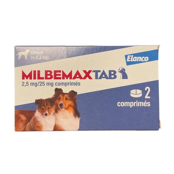 Milbemaxtab comprim&eacute; pour petits chiens et chiots - boite de 2 comprim&eacute;s