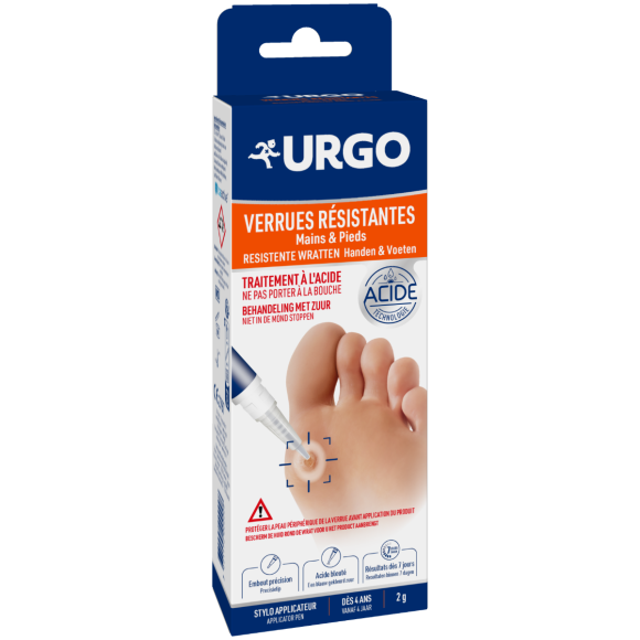 Verrues r&eacute;sistantes mains et pieds Urgo - un stylo