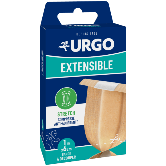 Bande extensible 1m x 6cm Urgo - 1 bande &agrave; d&eacute;couper