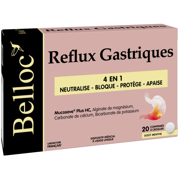 Reflux gastriques Belloc - boite de 20 comprim&eacute;s &agrave; croquer
