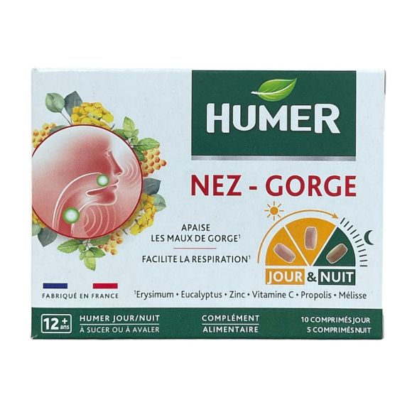 Humer Jour et Nuit nez gorge - boite de 15 comprim&eacute;s