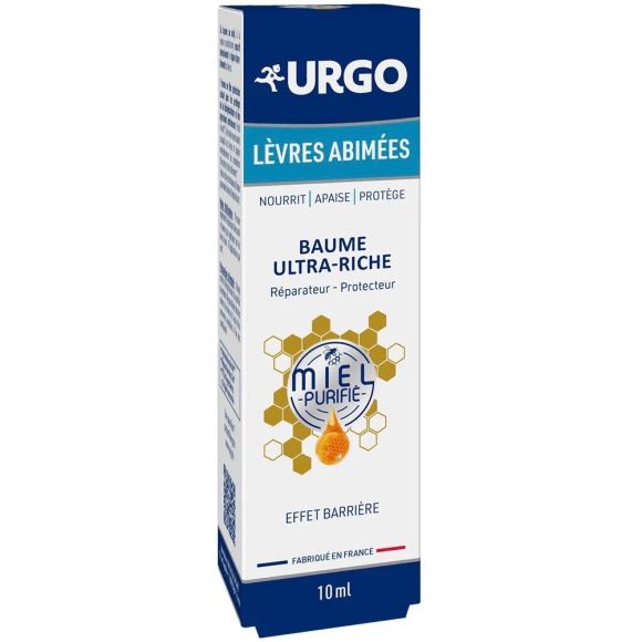 Baume ultra-riche l&egrave;vres abim&eacute;es au miel Urgo - tube de 10ml