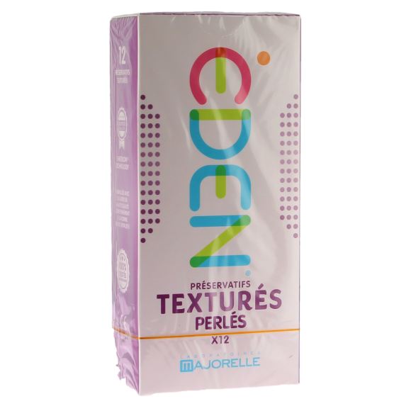 Eden pr&eacute;servatifs textur&eacute;s perl&eacute;s Majorelle - boite de 12 pr&eacute;servatifs