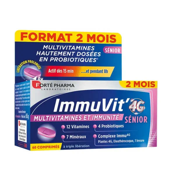 ImmuVit'4G multivitamines s&eacute;nior Fort&eacute; Pharma - boite de 60 comprim&eacute;s