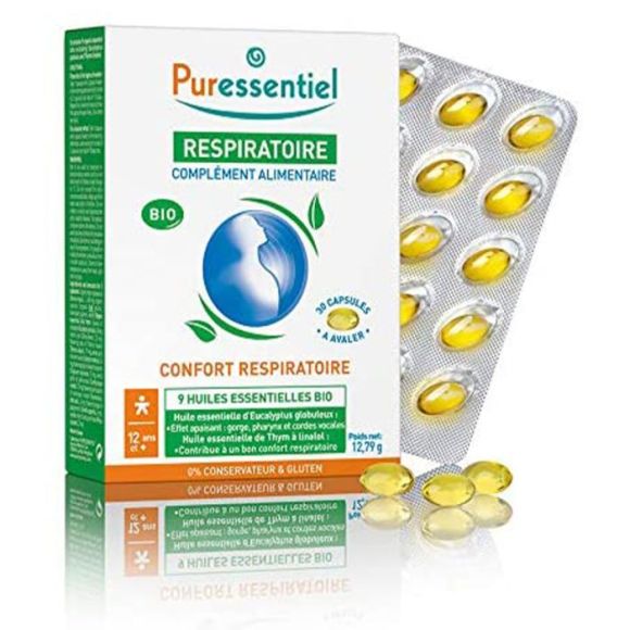 Capsules bronches aux huiles essentielles bio Puressentiel - bo&icirc;te de 30 capsules