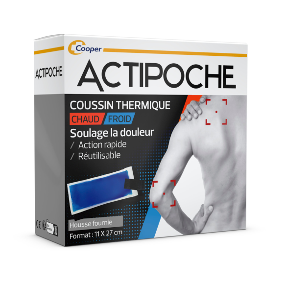 Actipoche coussin thermique 11x27 cm chaud et froid r&eacute;utilisable Cooper - 1 coussin thermique