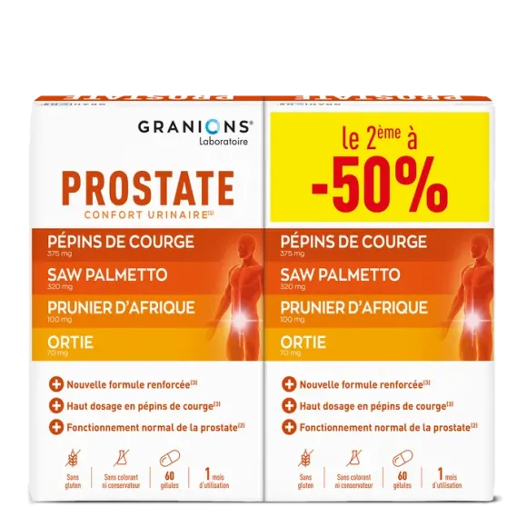 Prostate confort urinaire Granions - 2 bo&icirc;tes de 60 g&eacute;lules