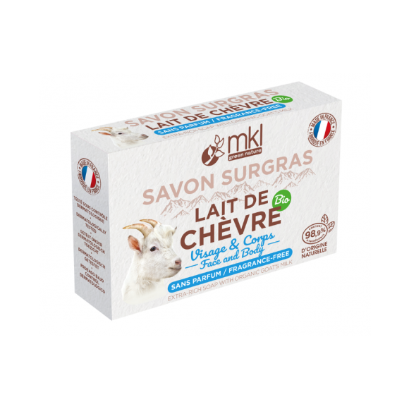 Savon surgras au lait de ch&egrave;vre bio MKL Green Nature - pain de 100g