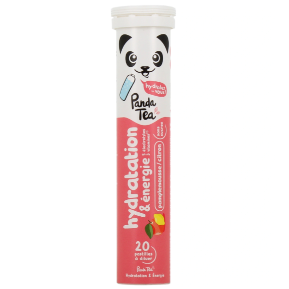 Pastilles hydratation et &eacute;nergie go&ucirc;t pamplemousse citron Panda Tea - 20 pastilles effervescentes