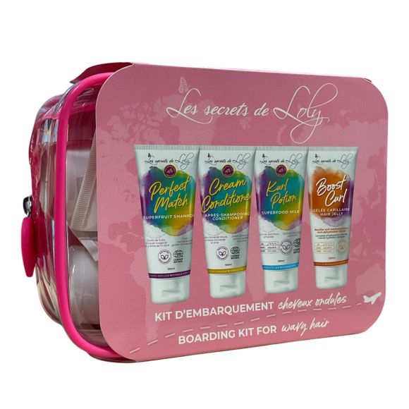 Trousse de voyage cheveux ondul&eacute;s Les secrets de Loly - trousse de 4 produits