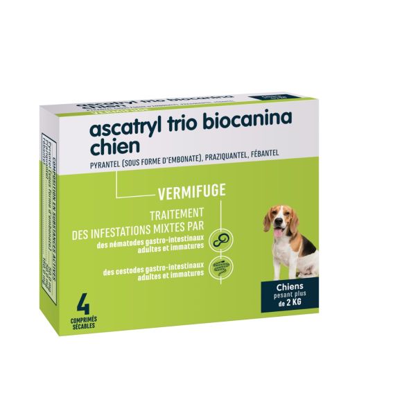 Ascatryl trio vermifuge Biocanina - bo&icirc;te de 4 comprim&eacute;s