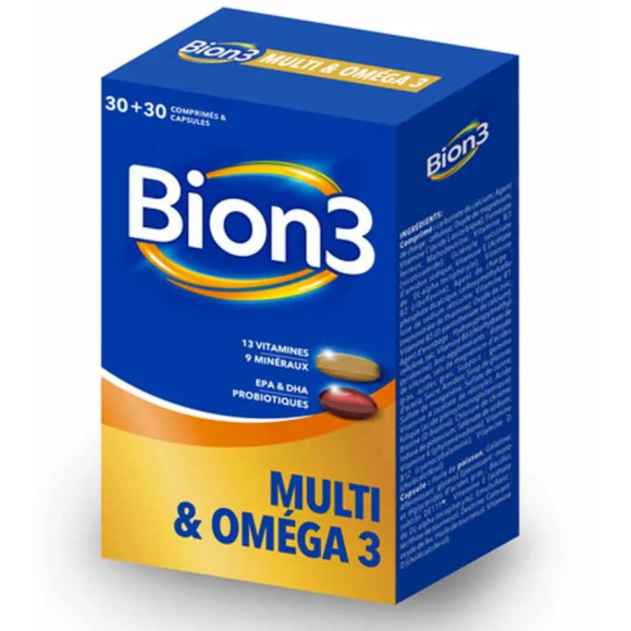 Multi & Om&eacute;ga 3 Bion 3 - boite de 30+30 comprim&eacute;s et capsules 