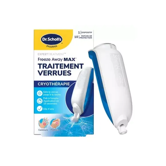 Traitement verrues Cryoth&eacute;rapie pieds et mains Scholl - flacon de 35ml + 10 patchs
