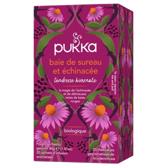 Infusion baie de sureau & &eacute;chinac&eacute;e bio Pukka - bo&icirc;te de 20 sachets