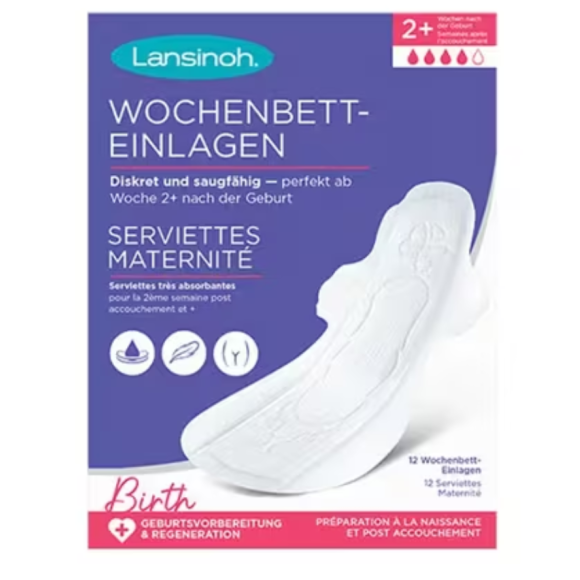 Serviettes maternit&eacute; tr&egrave;s absorbantes Lansinoh - boite de 12 serviettes