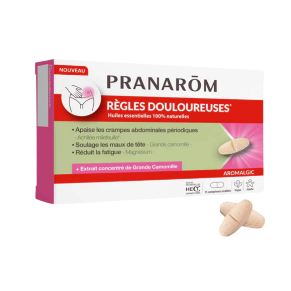 Aromalgic r&egrave;gles douloureuses Pranarom - bo&icirc;te de 15 comprim&eacute;s