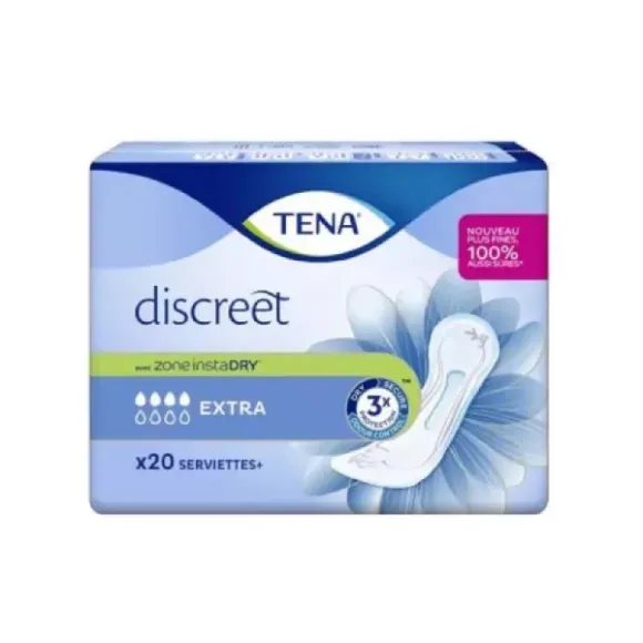 Serviettes hygi&eacute;niques discreet extra Tena - 20 serviettes