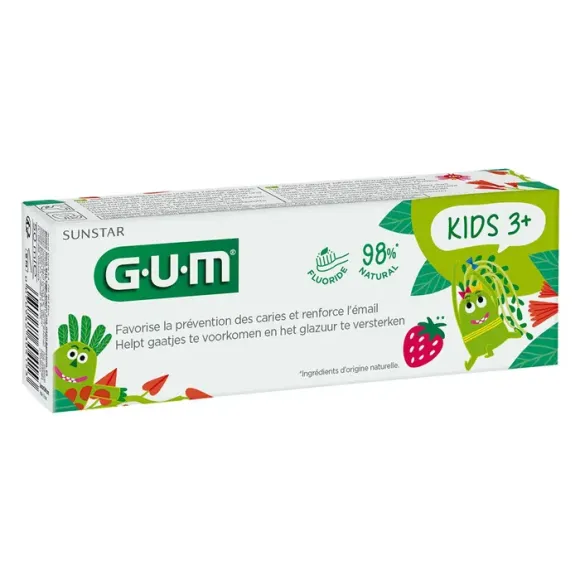 Dentifrice kids d&egrave;s 3 ans go&ucirc;t fraise Gum- tube de 50ml