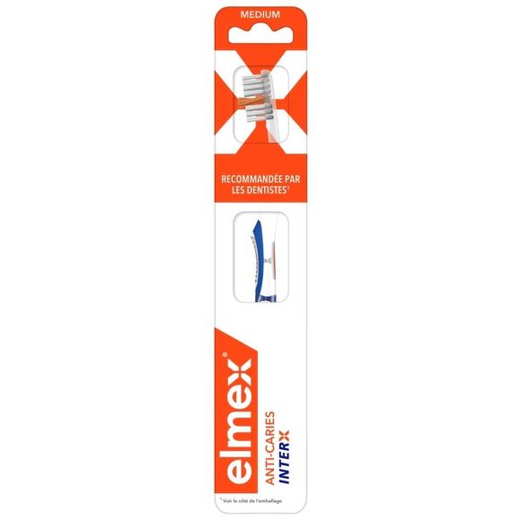 Brosse &agrave; dents anti-caries InterX medium Elmex - une brosse &agrave; dents