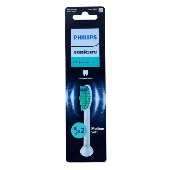 T&ecirc;tes de brosse m&eacute;dium soft C1 ProResults Sonicare Philips - lot de 2 t&ecirc;tes de brosse 