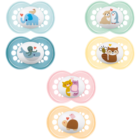 Sucettes Original anatomiques silicone 6mois+ MAM - lot de 2 sucettes