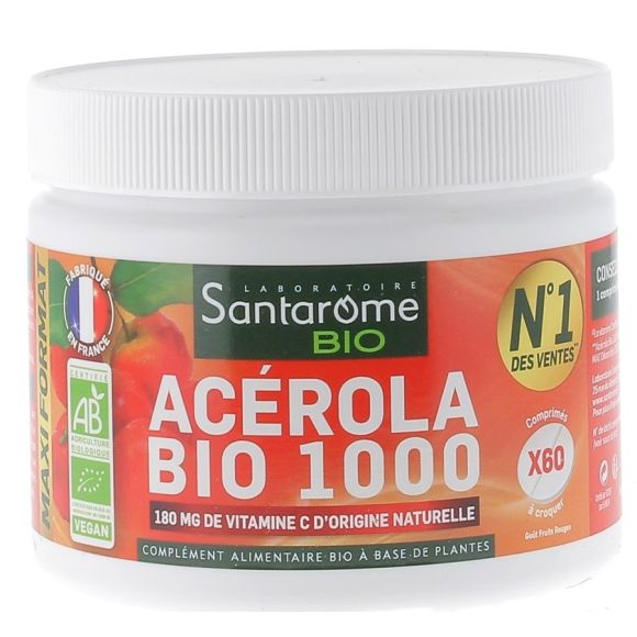 Ac&eacute;rola Bio 1000 Santarome - bo&icirc;te de 60 comprim&eacute;s &agrave; croquer