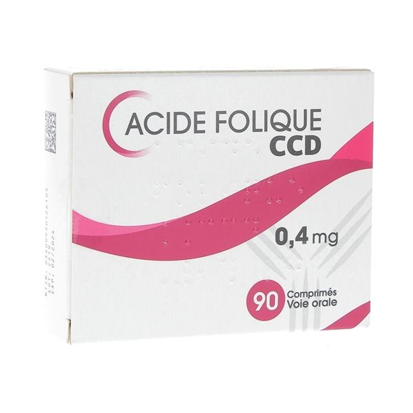 Acide folique CCD 0,4 mg comprim&eacute; - boite de 90 comprim&eacute;s