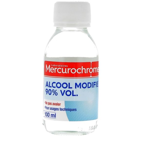 Alcool modifi&eacute; 90% vol Mercurochrome - Flacon de 100 ml