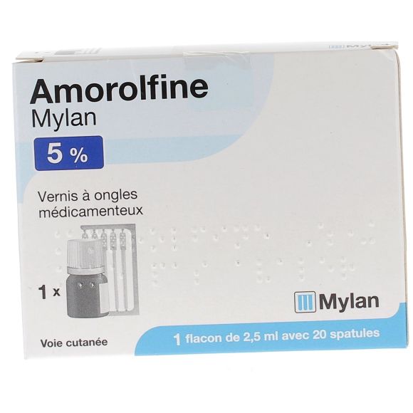 Amorolfine Mylan 5% - 1 vernis &agrave; ongles m&eacute;dicamenteux