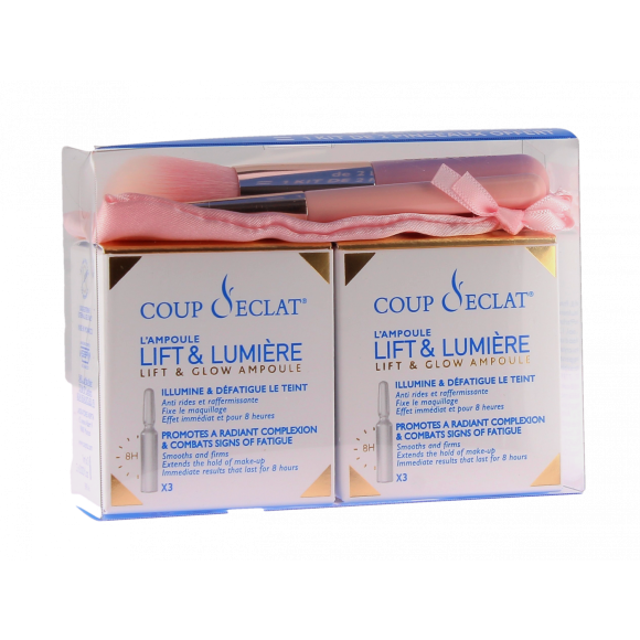Ampoules Lift & Lumi&egrave;re Coup d'&Eacute;clat - lot de 2 x 3 ampoules + 1 kit de 2 pinceaux offert