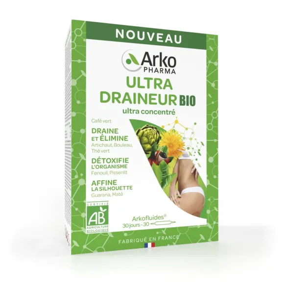 Arkofluides Ultra draineur bio Arkopharma - bo&icirc;te de 30 ampoules