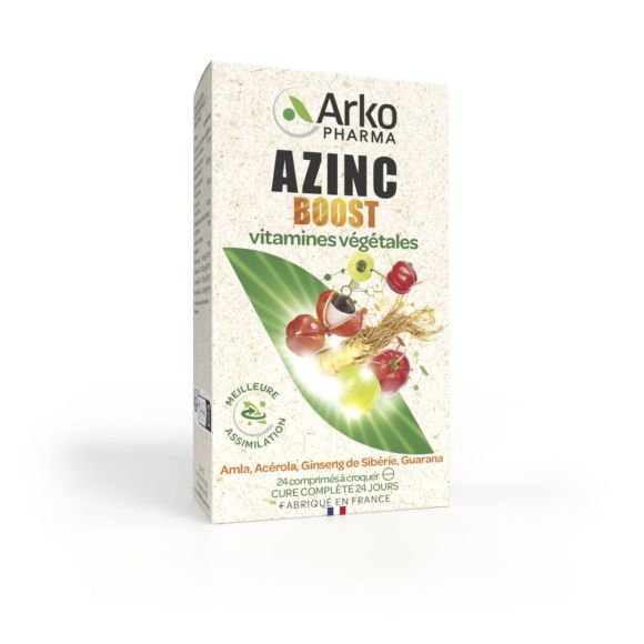 Azinc Boost vitamines v&eacute;g&eacute;tales Arkopharma - bo&icirc;te de 24 comprim&eacute;s &agrave; croquer