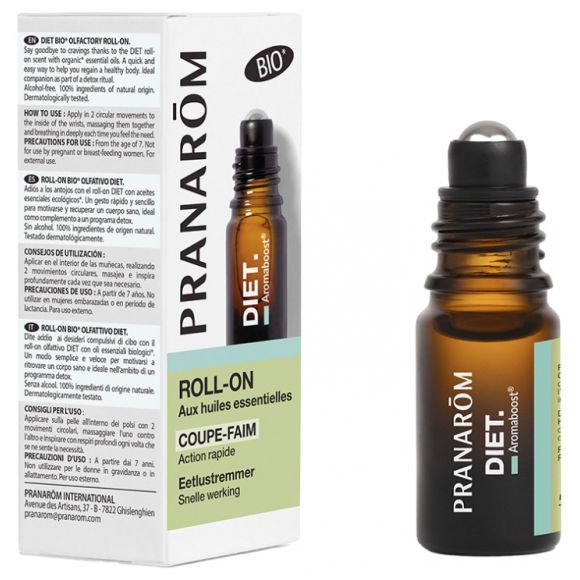 Aromaboost Diet coupe-faim Roll-on aux huiles essentielles bio Pranar&ocirc;m - roll-on de 5 ml
