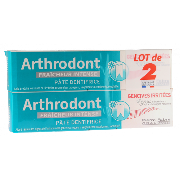 Arthrodont p&acirc;te dentifrice fra&icirc;cheur intense gencives irrit&eacute;es Pierre Fabre - lot de 2 tubes de 75ml
