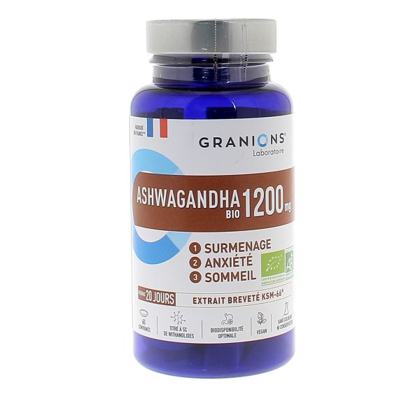Ashwagandha 1200 mg bio Granions - pot de 60 comprim&eacute;s
