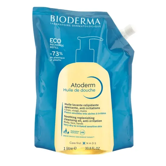 Atoderm huile de douche Bioderma - &eacute;co-recharge de 1L