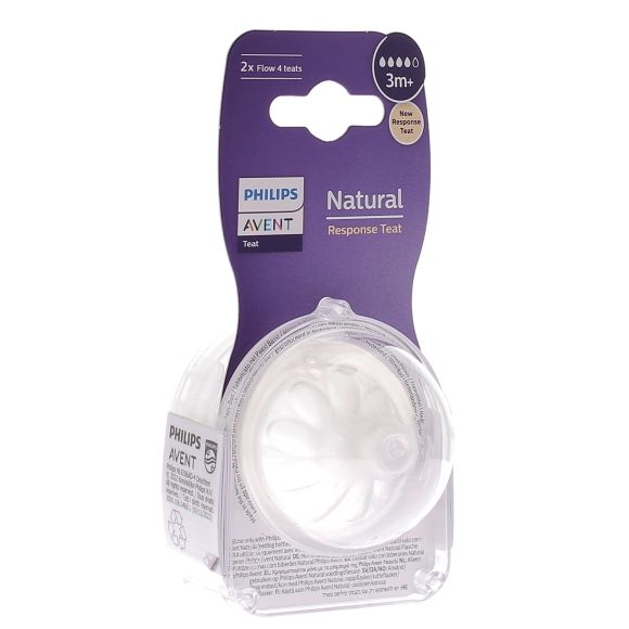Natural Response T&eacute;tine 3 trous d&eacute;bit moyen 3 mois+ Avent - 2 t&eacute;tines