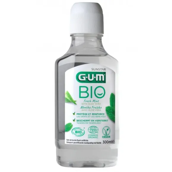 Bain de bouche fluor&eacute; menthe fra&icirc;che bio GUM - flacon de 300ml