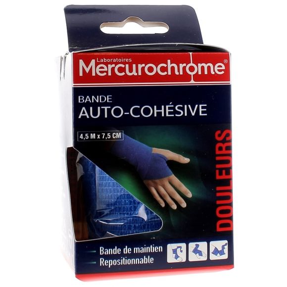 Bande auto-coh&eacute;sive 4,5 m x 7,5 cm Mercurochrome - une bande