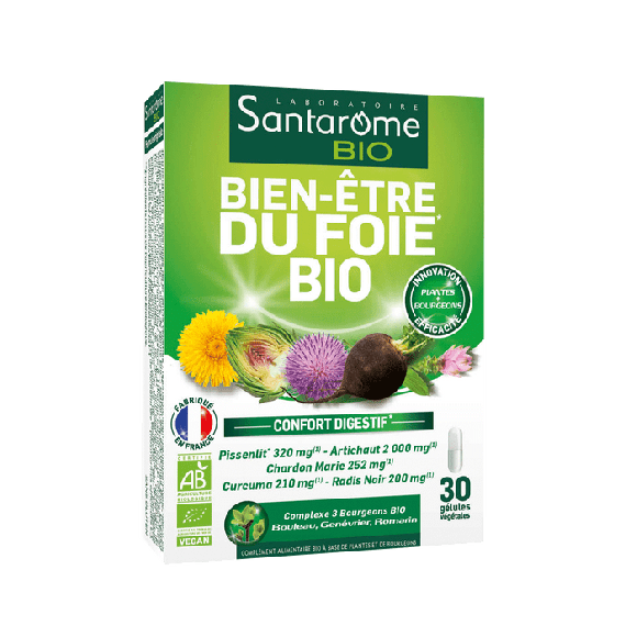 Bien-&ecirc;tre du Foie Bio Santarome - bo&icirc;te de 30 g&eacute;lules