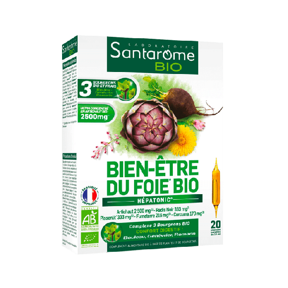 Bien-&ecirc;tre du foie h&eacute;patonic Bio Santarome - boite de 20 ampoules